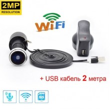 Видеоглазок wifi беспроводной c датчиком движения и записью HD1080P HQCAM-1101, с USB кабелем 2 метра (eg-н)