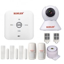 GSM WiFi сигнализация KONLEN TUYA MAXI, полный комплект для дома и офиса + WiFi 1080p камера, двойная защита (eg-100617)