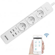 Умная Wifi розетка на 3 штекера Zeoota PS022, 4 USB порта, 2500 Ватт, Iphone & Android App (eg-н)