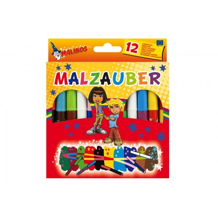 Волшебные фломастеры меняющие цвет MALINOS Malzauber 12 (10+2) шт Двухцветные Нетоксичные Смываются с рук