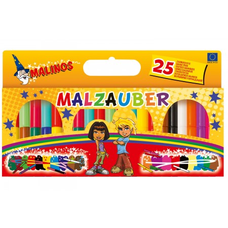 Волшебные фломастеры меняющие цвет MALINOS Malzauber 25 (12+9+4) шт Двухцветные Нетоксичные Смываются с рук
