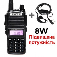 Рация Baofeng UV-82 8W усиленная PRO серия VHF/UHF, фонарь, 2xPTT кнопка, гарнитура, дальность 10км (eg-100832)