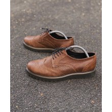 Мужские Классические Броги ONYX Brown с перфорацией из натуральной кожи коричневые 45 размер Мужские Классические Броги ONYX Brown с перфорацией из натуральной кожи коричневые 45 размер